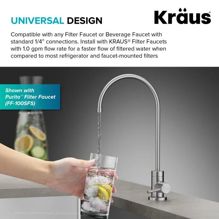 KRAUS 2-Stage Carbon Block Under-Sink Water Filtration System with Digital Display Monitor