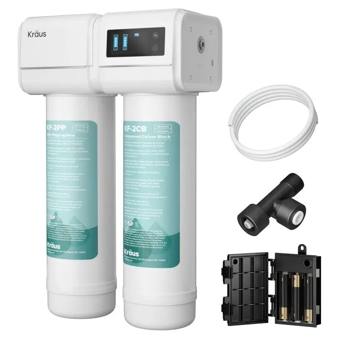 KRAUS 2-Stage Carbon Block Under-Sink Water Filtration System with Digital Display Monitor