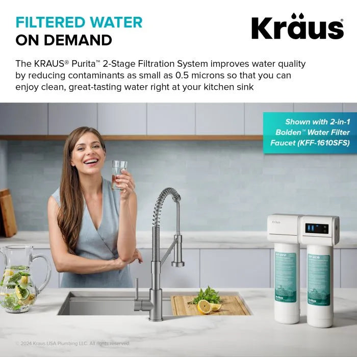 KRAUS 2-Stage Carbon Block Under-Sink Water Filtration System with Digital Display Monitor