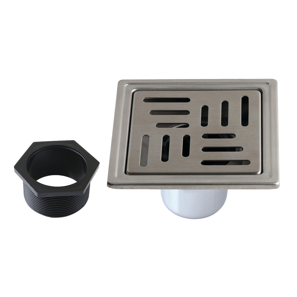 4" Brass Square Grid Shower Drain with Flange and Hair Trap-DirectSinks
