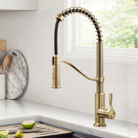 KRAUS Torak Single Handle Pull Down Kitchen Faucet in Brushed Brass