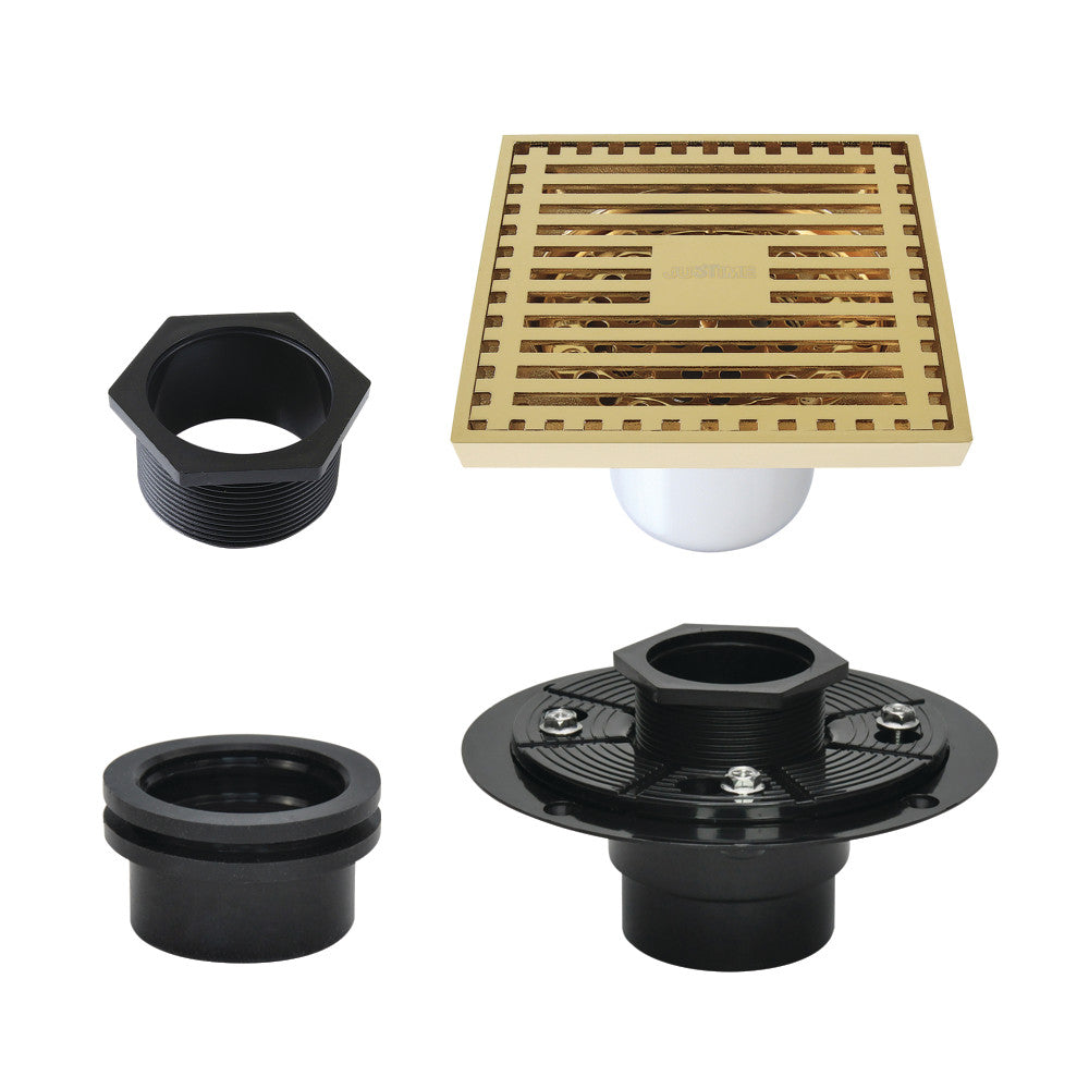 4" Brass Square Grid Shower Drain with Flange-DirectSinks