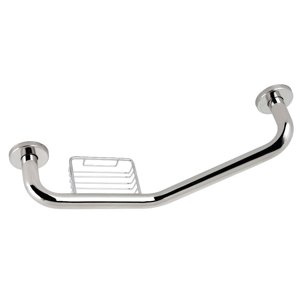 Meridian 10" x 12" Angled Stainless Steel Grab Bar with Soap