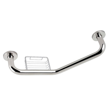 Meridian 10" x 12" Angled Stainless Steel Grab Bar with Soap