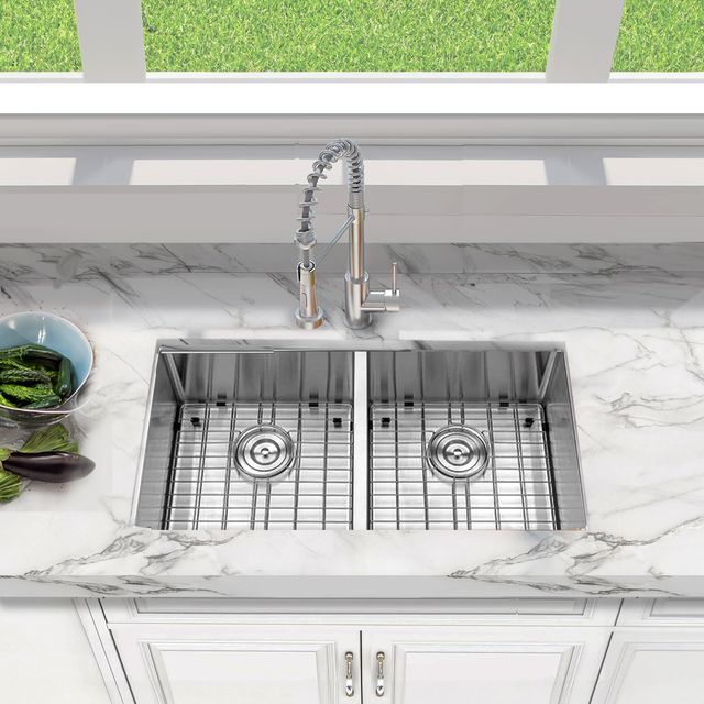 Nantucket Sinks Small Radius Undermount Double Bowl Stainless Sink