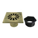 Sunburst 4" Brass Square Grid Shower Drain with Flange and Hair Trap-DirectSinks