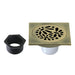 Floral 4" Brass Square Grid Shower Drain with Flange and Hair Trap-DirectSinks