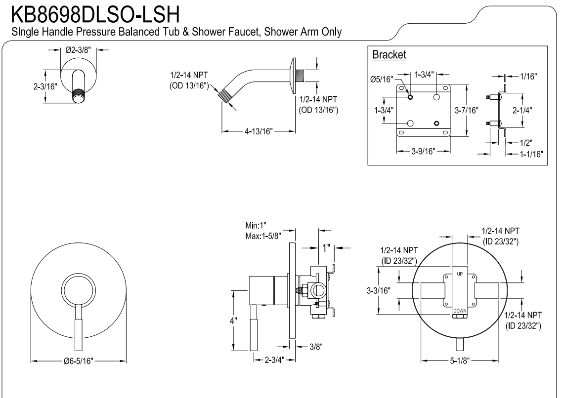 Single-Handle Pressure Balanced Shower Faucet, without Shower Head