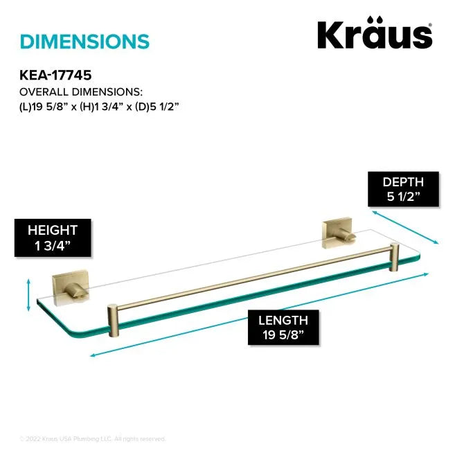 KRAUS Ventus Bathroom Shelf, Brushed Gold Finish