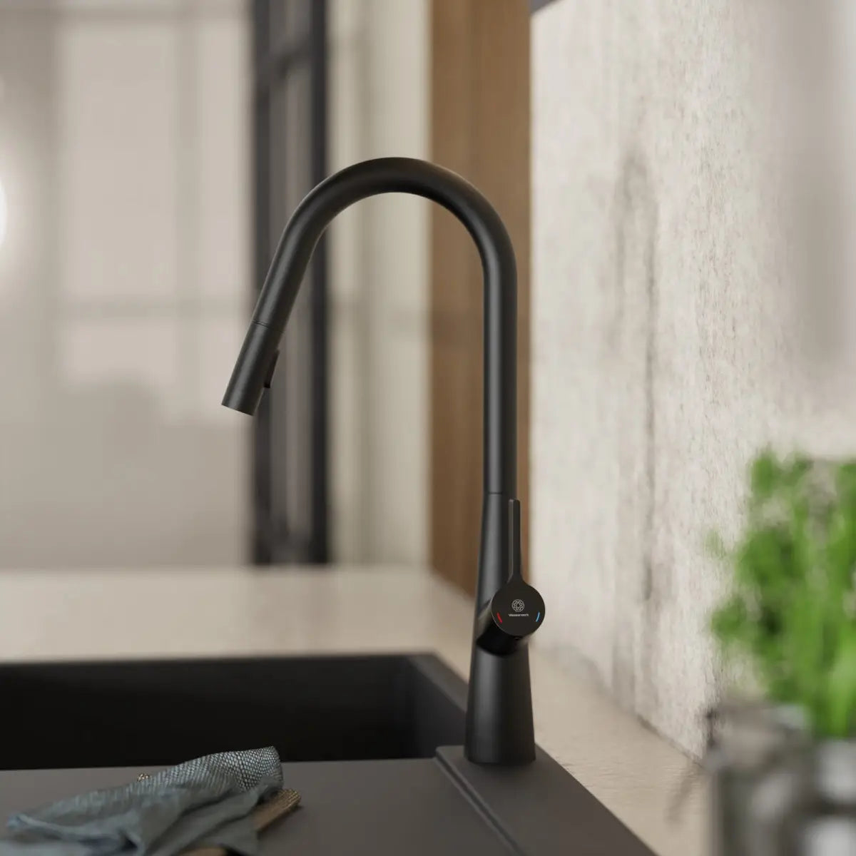 Wasserwerk Kitchen Faucet with Curved Spout in Matte Black