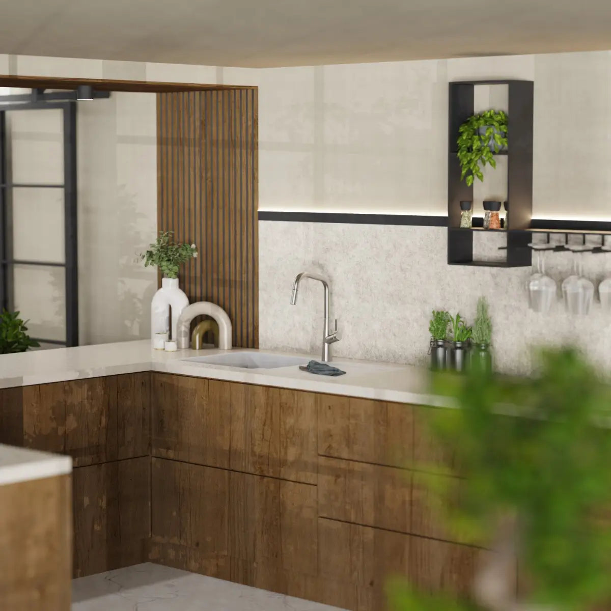 Wasserwerk Single Hole Pull Down Kitchen Faucet in Brushed Nickel