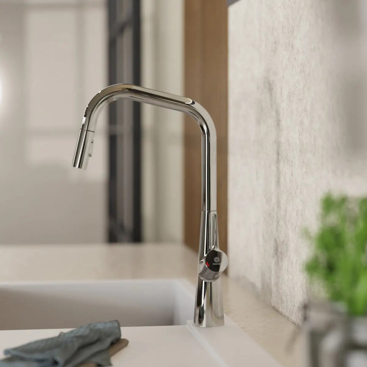 Wasserwerk Single Hole Pull Down Kitchen Faucet in Chrome