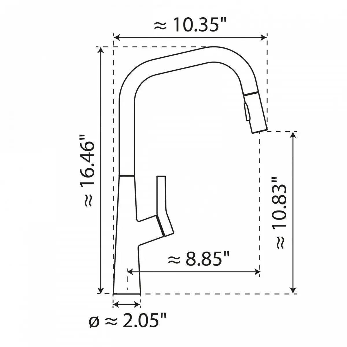 Wasserwerk Single Hole Pull Down Kitchen Faucet in Matte Graphite