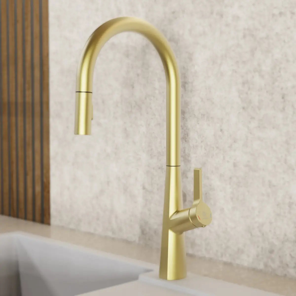 Wasserwerk Single Hole Pull Down Kitchen Faucet in Brushed Gold-DirectSinks