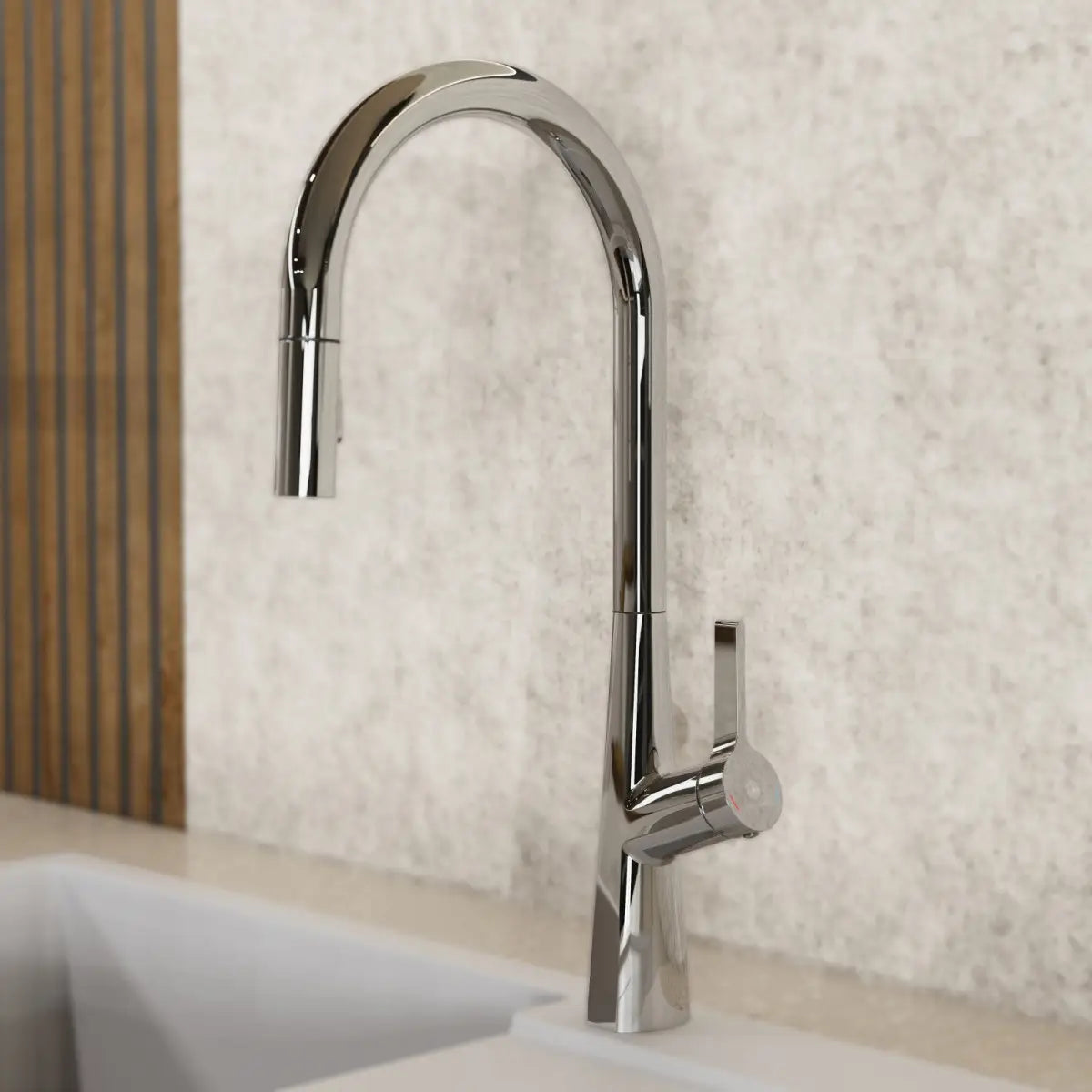 Wasserwerk Single Hole Pull Down Kitchen Faucet in Chrome-DirectSinks