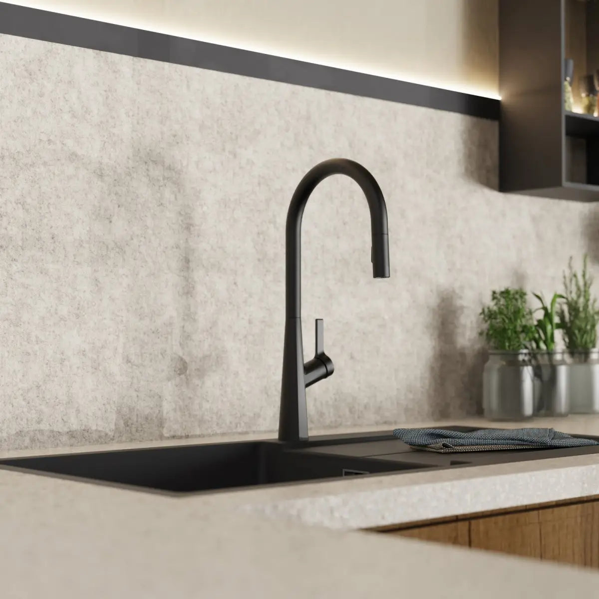 Wasserwerk Single Hole Pull Down Kitchen Faucet in Matte Black-DirectSinks