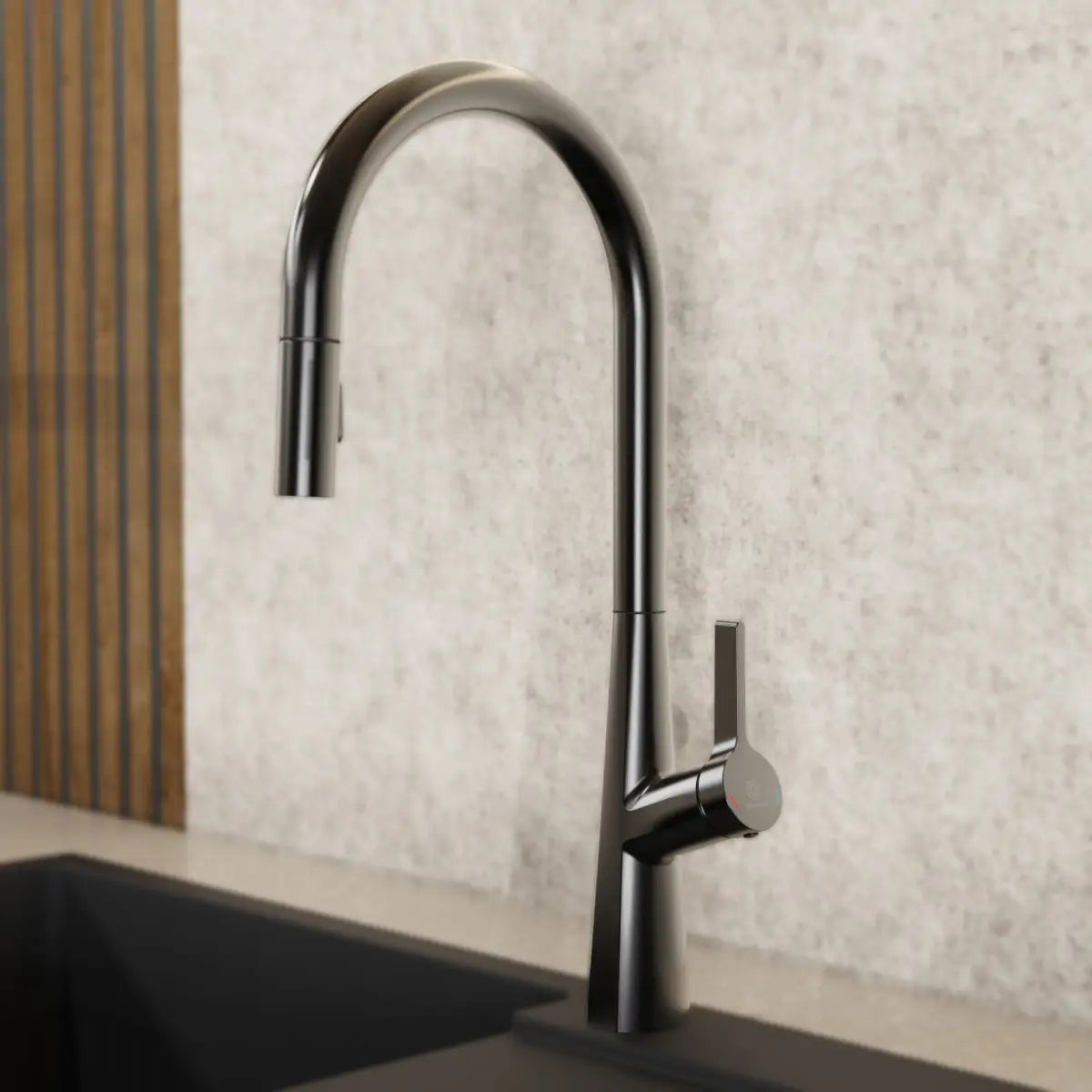 Wasserwerk Single Hole Pull Down Kitchen Faucet in Matte Graphite-DirectSinks