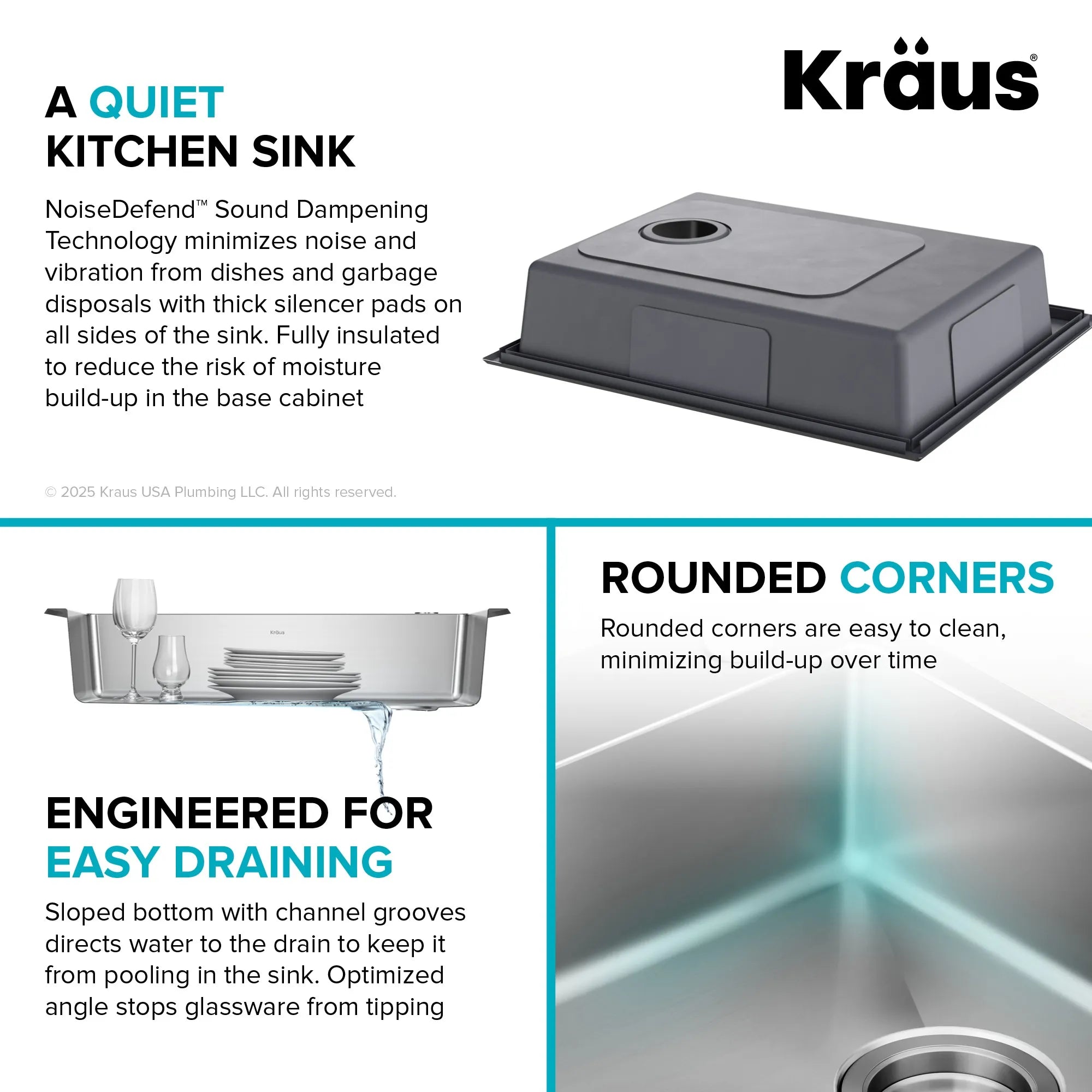 KRAUS 25” Topmount ADA Single Bowl Stainless Steel Kitchen Sink