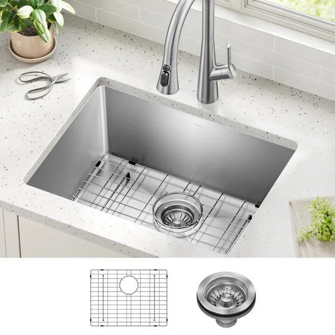 KRAUS Fairlane 24” Undermount Single Bowl 18-Gauge Stainless Steel Kitchen Sink