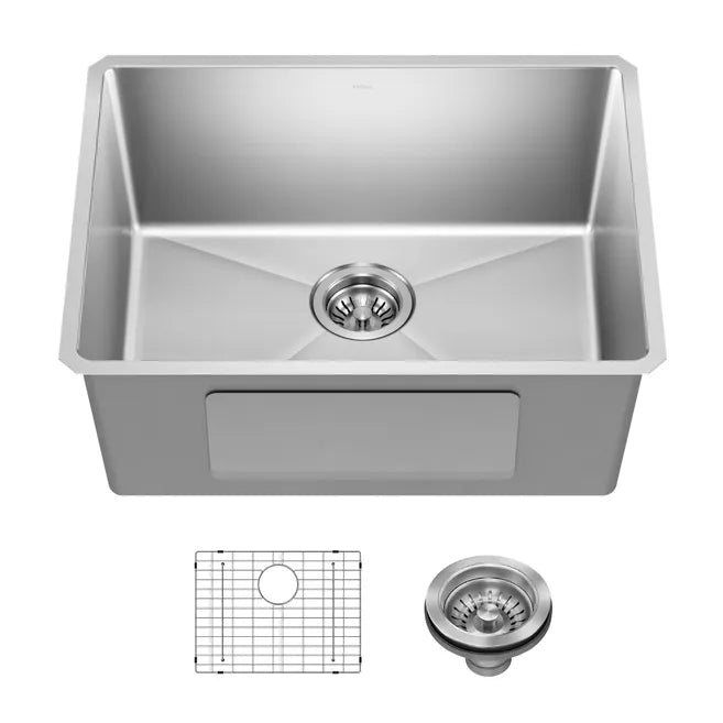 KRAUS Fairlane 24” Undermount Single Bowl 18-Gauge Stainless Steel Kitchen Sink