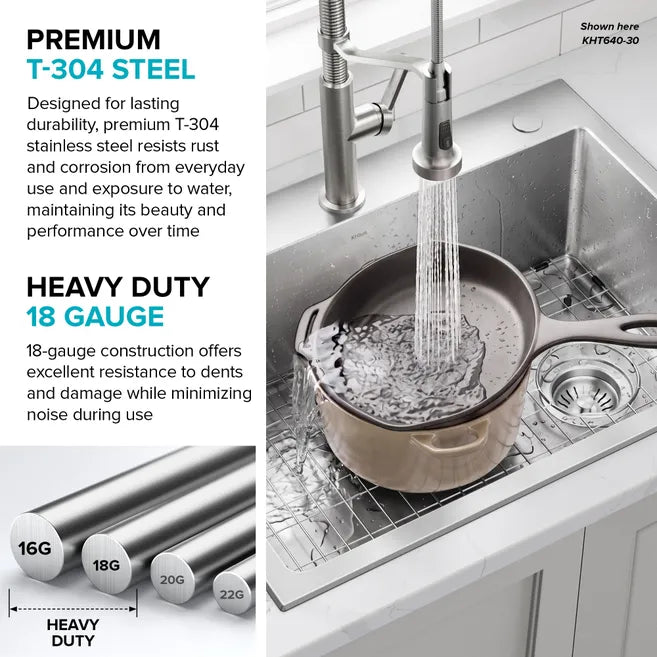 KRAUS Fairlane 24” Undermount Single Bowl 18-Gauge Stainless Steel Kitchen Sink