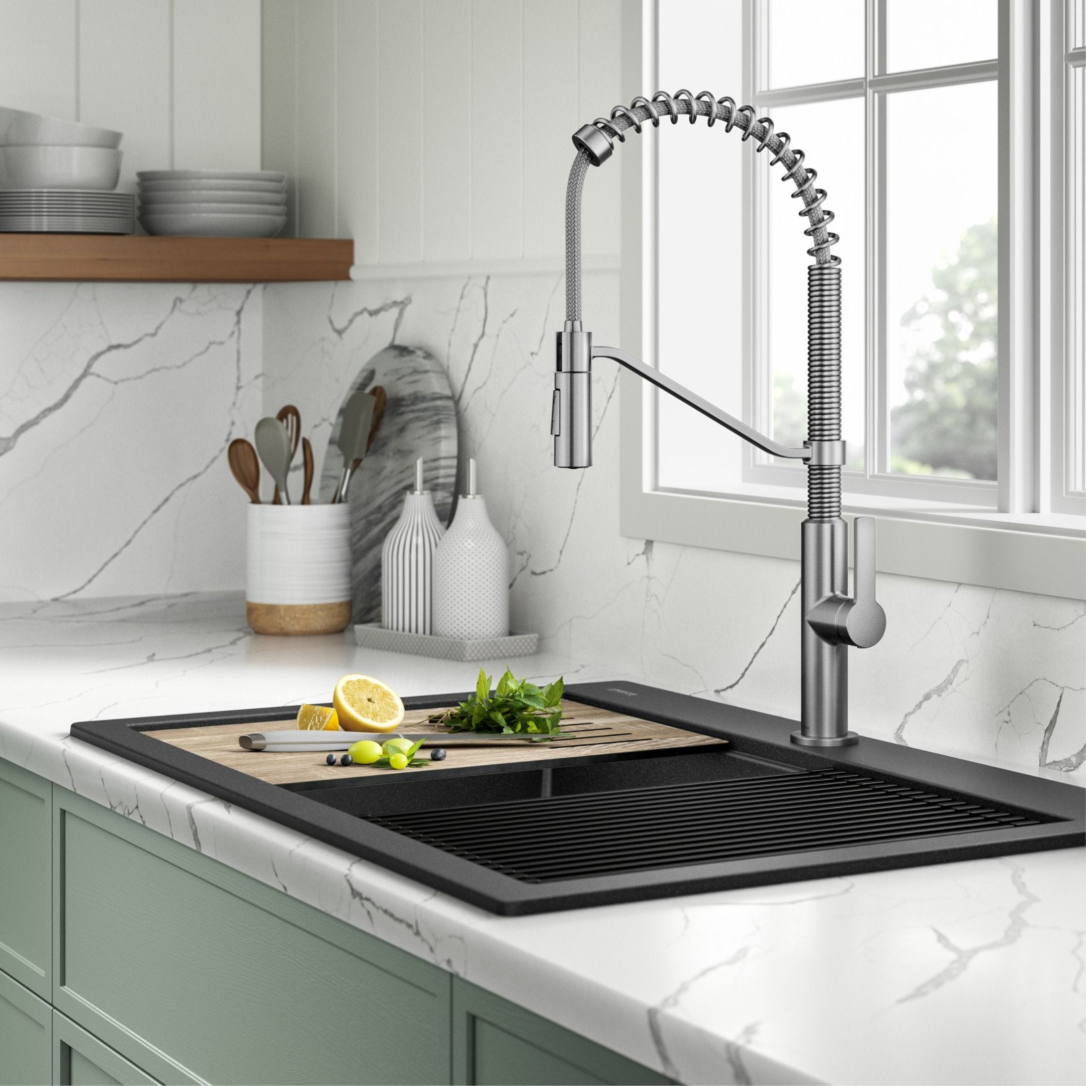 KRAUS Oletto Coil Kitchen Faucet in Spot Free Stainless Steel