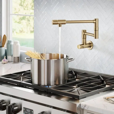 KRAUS Brushed Brass Wall Mounted Pot Filler-DirectSinks