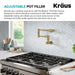 KRAUS Brushed Brass Wall Mounted Pot Filler-DirectSinks