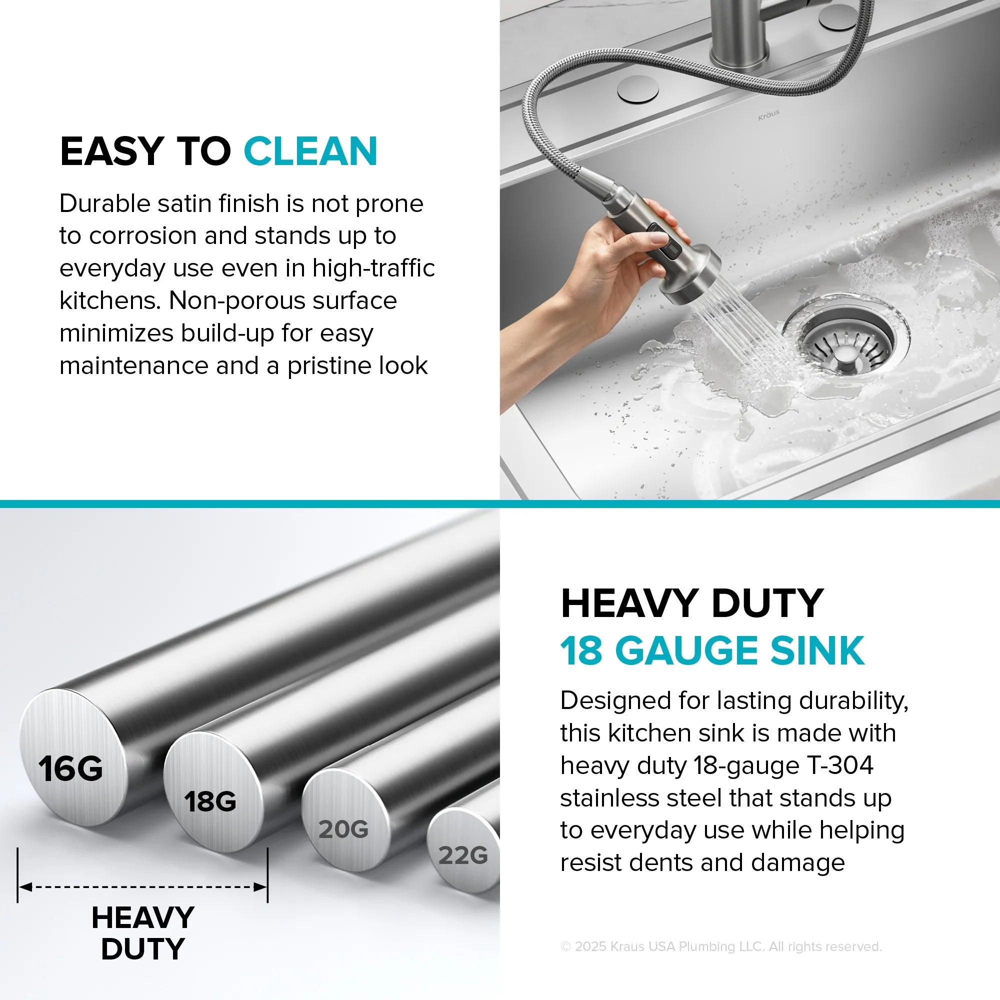 KRAUS 25" Topmount Single Bowl 18 Gauge Stainless Steel Kitchen Sink with NoiseDefend Soundproofing