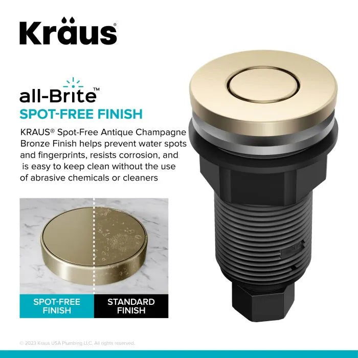 KRAUS Contemporary Flat Top Garbage Disposal Air Switch Button in Antique Champagne Bronze