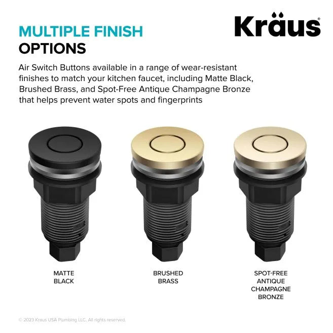 KRAUS Contemporary Flat Top Garbage Disposal Air Switch Button Matte Black-DirectSinks