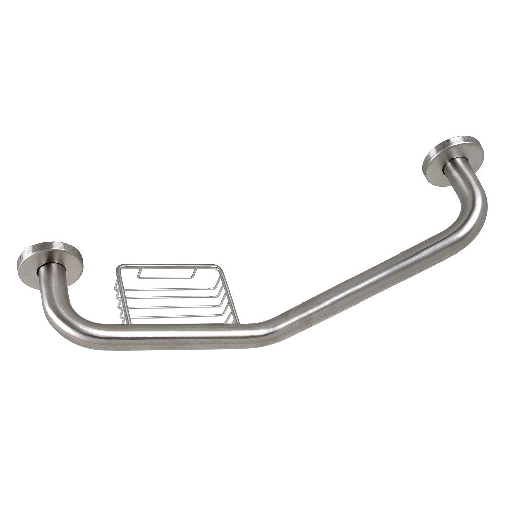 Meridian 10" x 12" Angled Stainless Steel Grab Bar with Soap