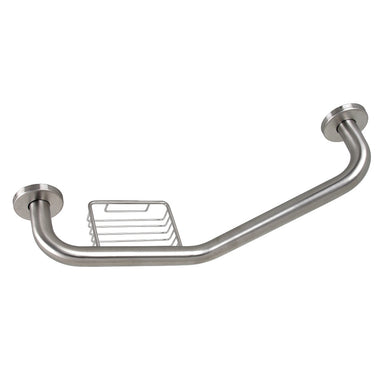 Meridian 10" x 12" Angled Stainless Steel Grab Bar with Soap