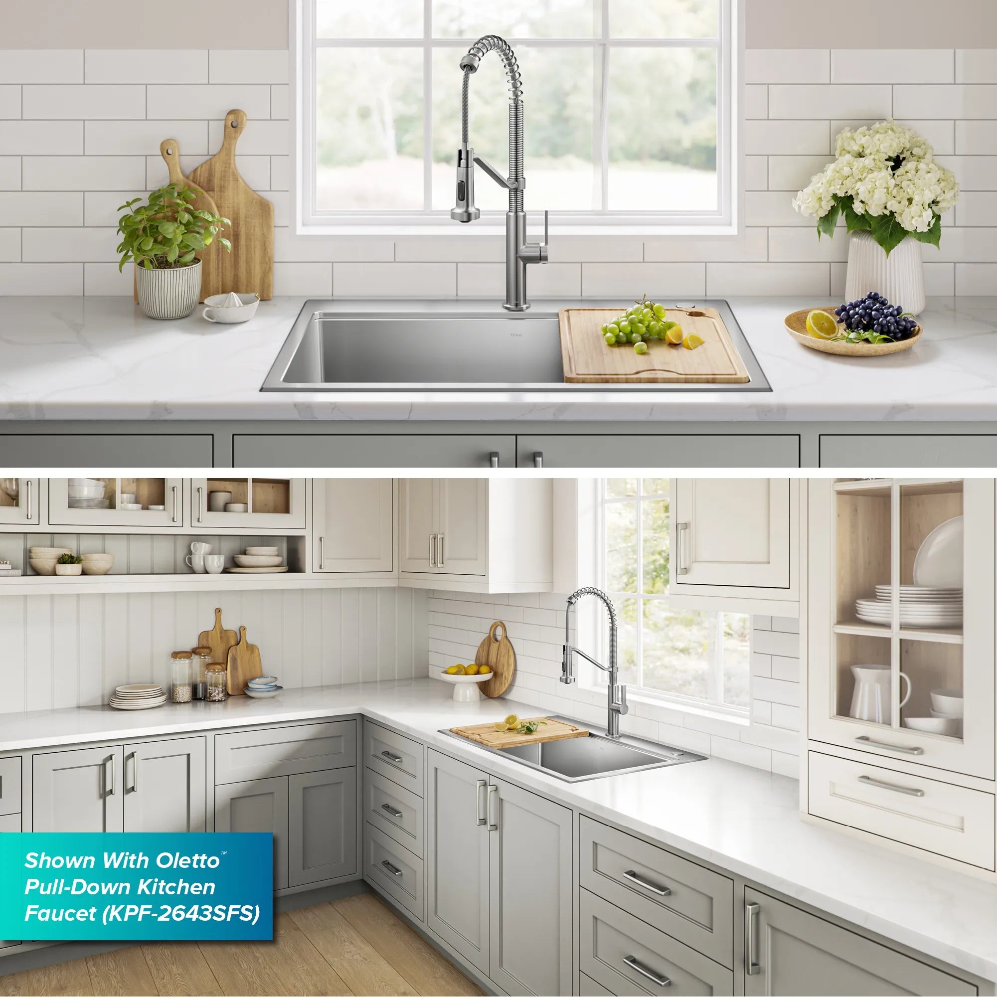 KRAUS Fairlane 30” Drop-In Workstation Single Bowl Stainless Steel Kitchen Sink 