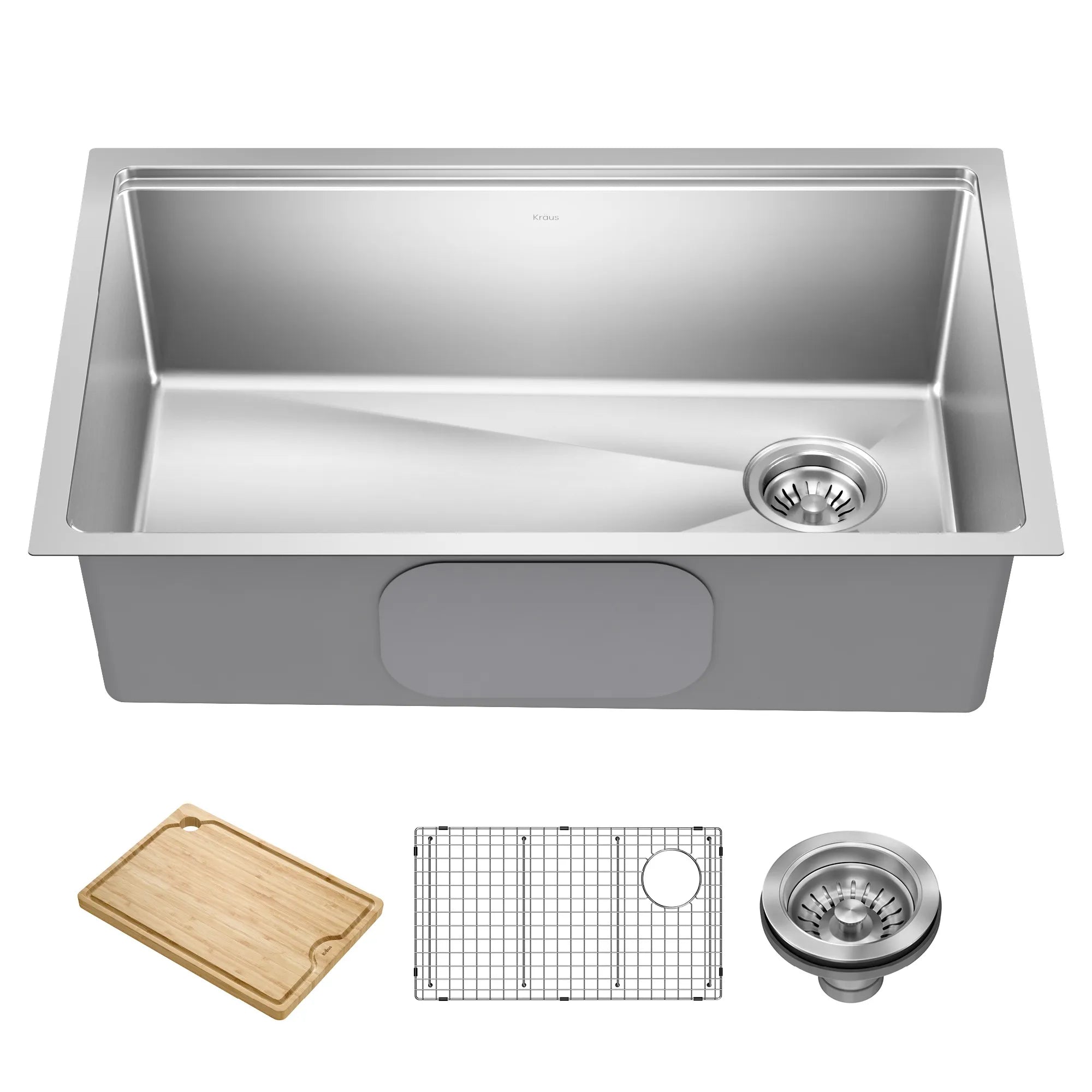 KRAUS Fairlane 30” Undermount Workstation Single Bowl Stainless Steel Kitchen Sink