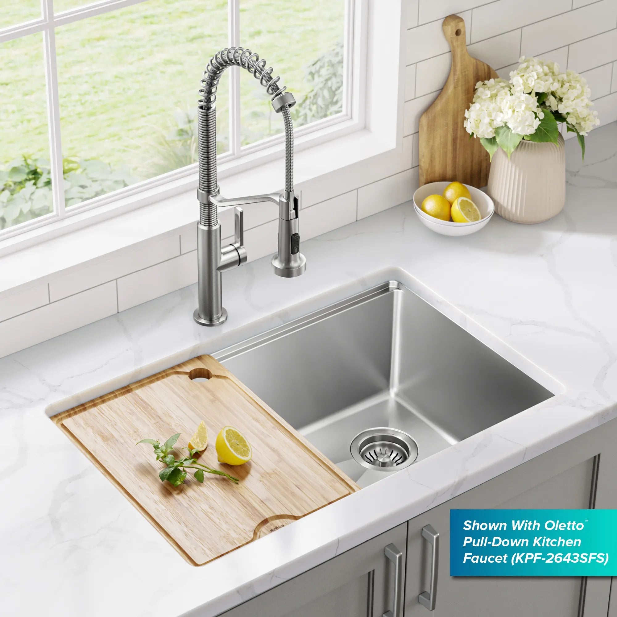 KRAUS Fairlane 30” Undermount Workstation Single Bowl Stainless Steel Kitchen Sink