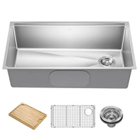 KRAUS Fairlane 32” Undermount Workstation Single Bowl Stainless Steel Kitchen Sink 