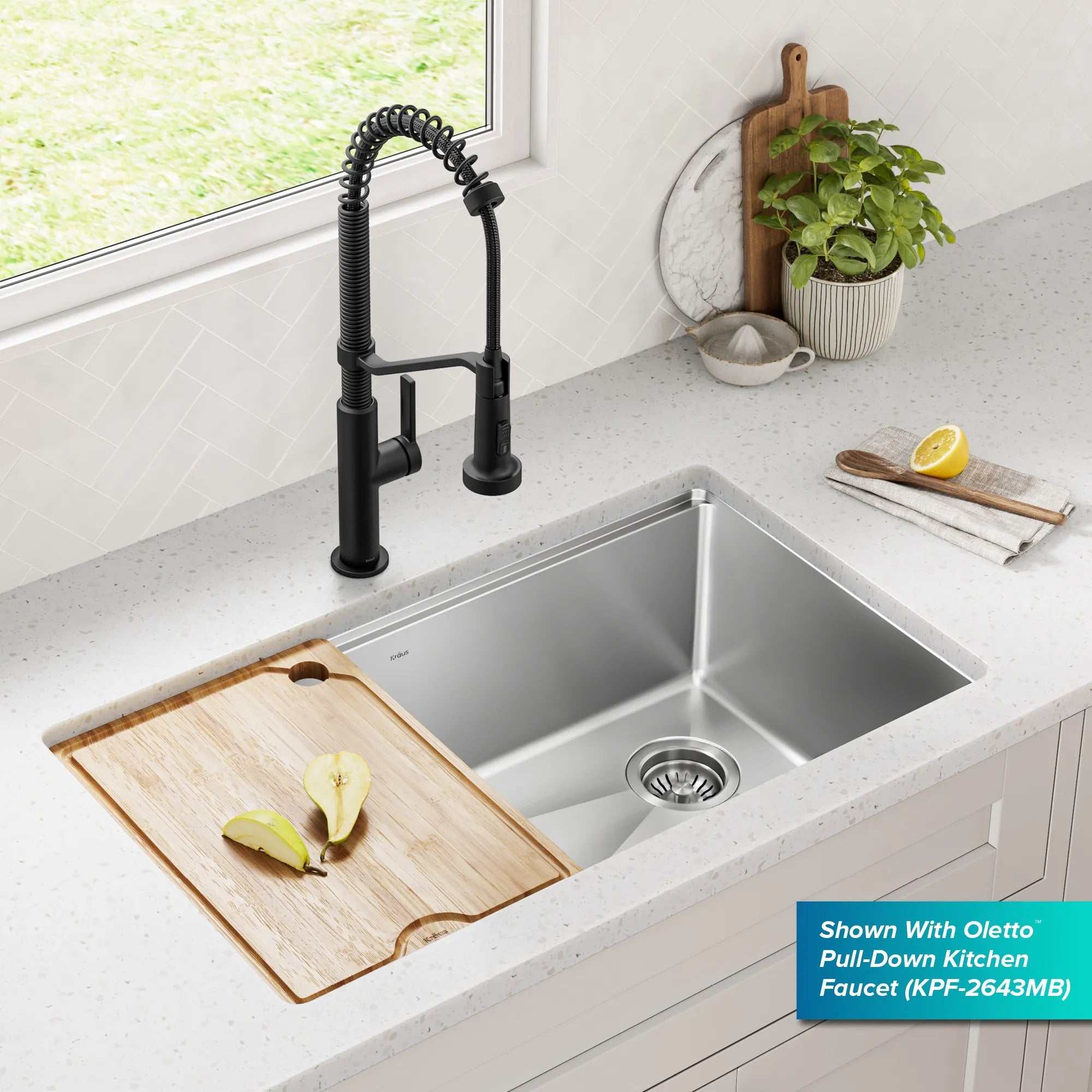 KRAUS Fairlane 32” Undermount Workstation Single Bowl Stainless Steel Kitchen Sink 