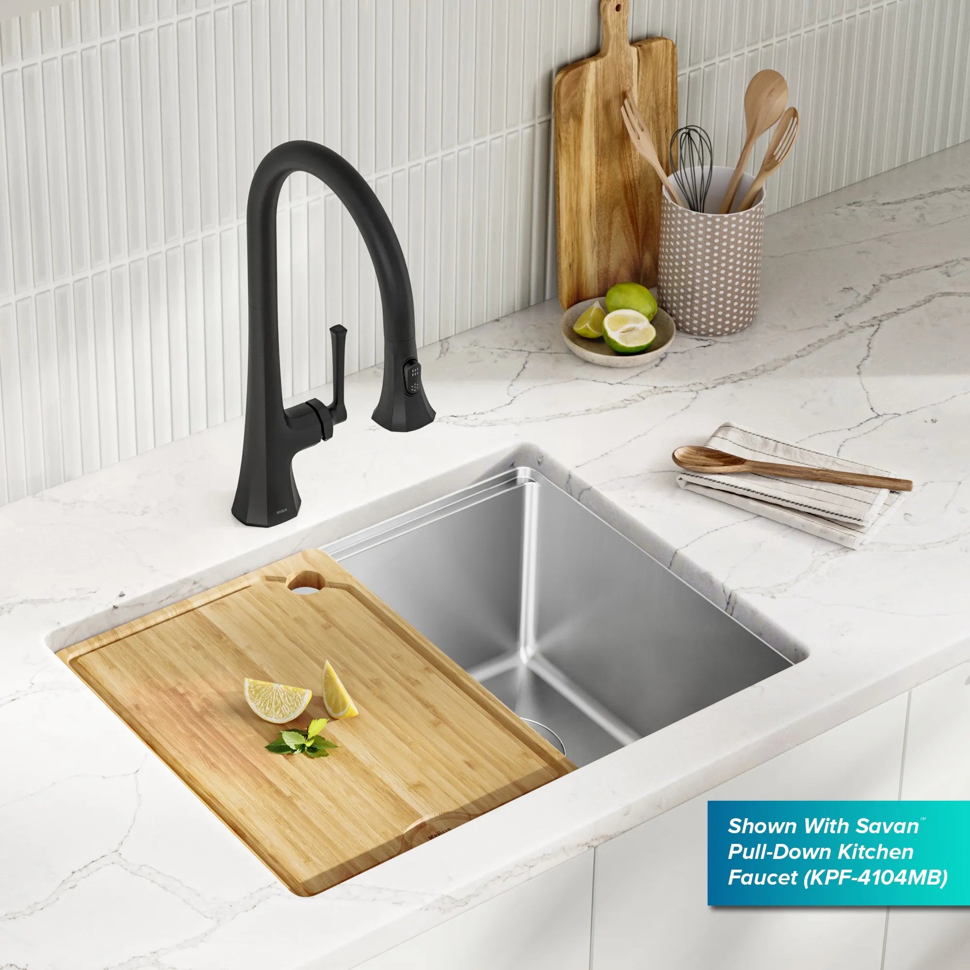 KRAUS Fairlane 25” Undermount Workstation Stainless Steel Kitchen Sink 
