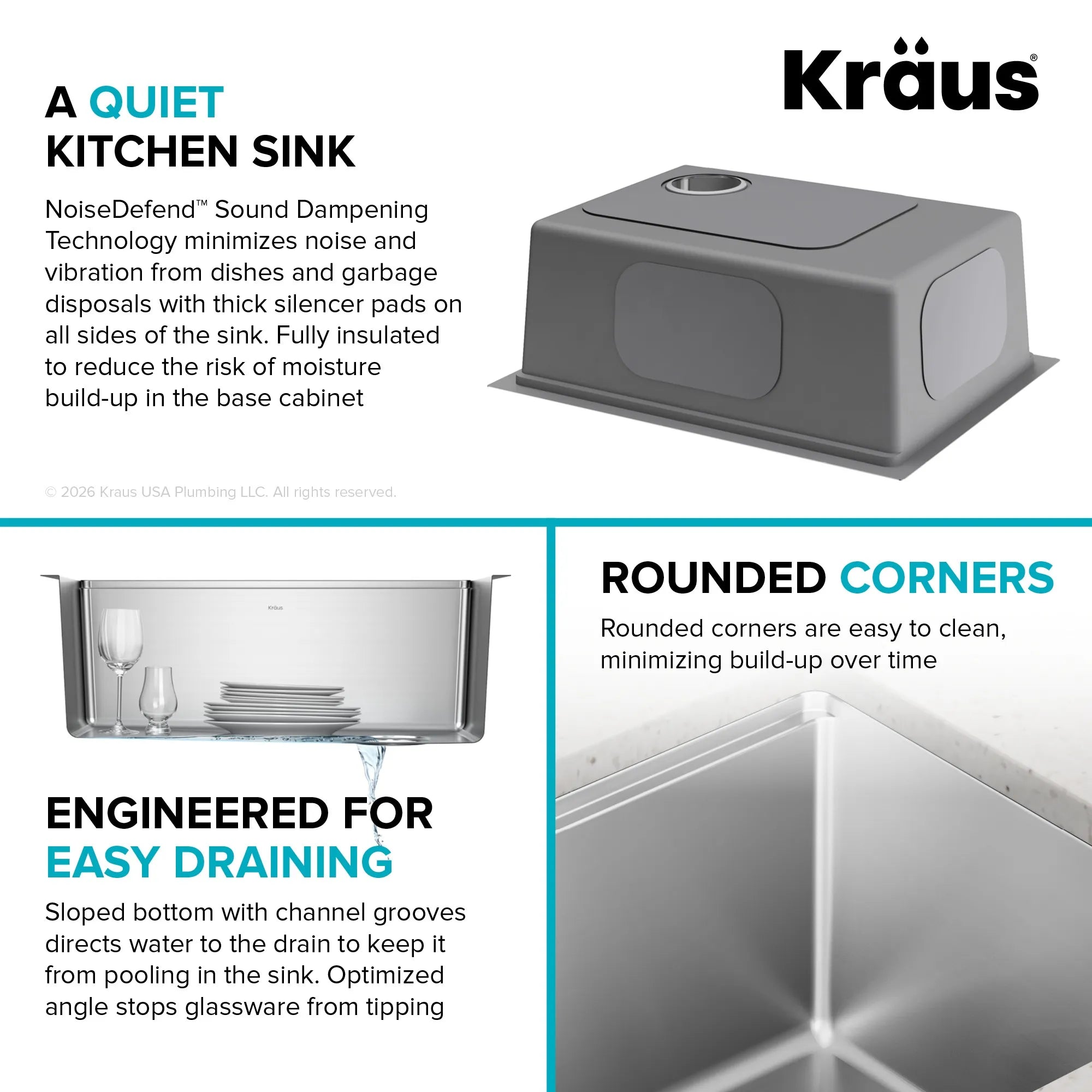 KRAUS Fairlane 32” Undermount Workstation Single Bowl Stainless Steel Kitchen Sink 