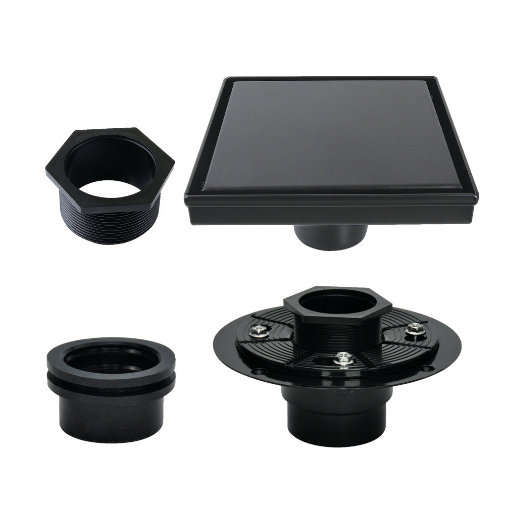 4" Stainless Steel Square Shower Drain with Flange-DirectSinks