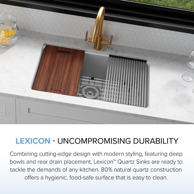 30" Single Bowl Composite Workstation Sink | Black