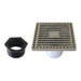 4" Brass Square Grid Shower Drain with Flange and Hair Trap-DirectSinks