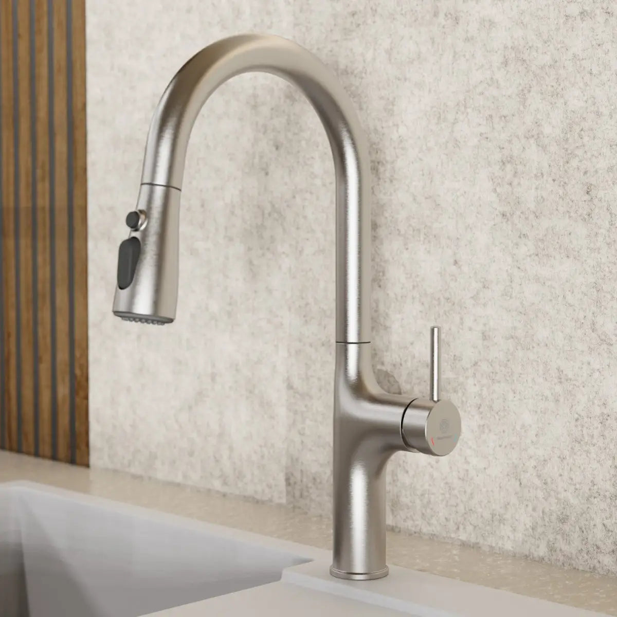 Wasserwerk Arched Pull-Down Kitchen Faucet in Brushed Nickel