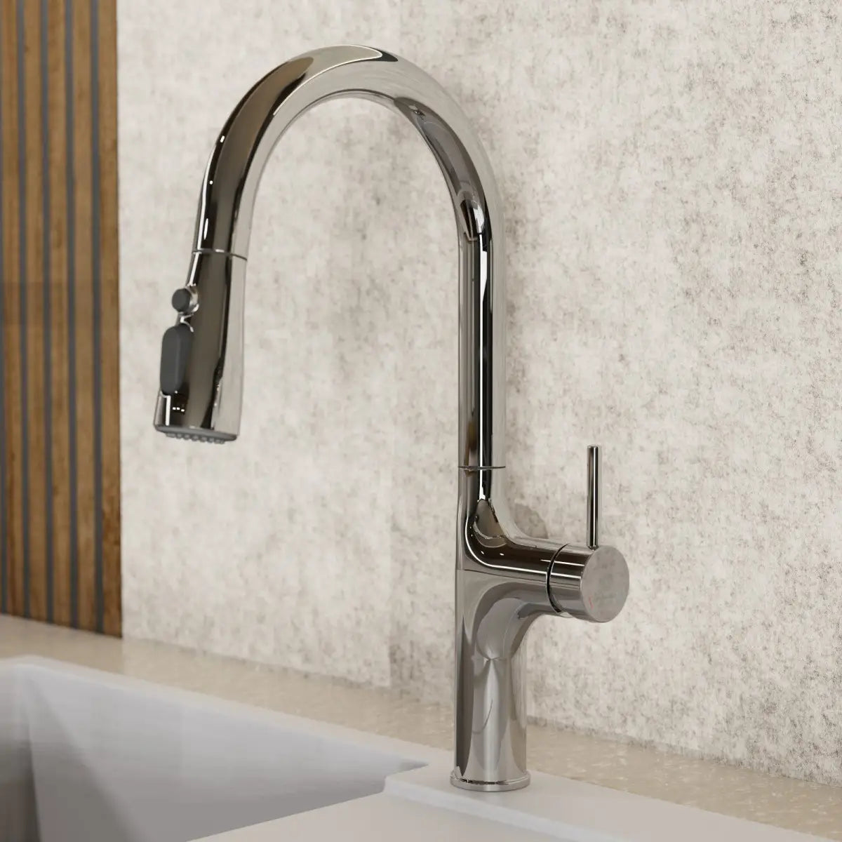 Wasserwerk Arched Pull-Down Kitchen Faucet in Chrome
