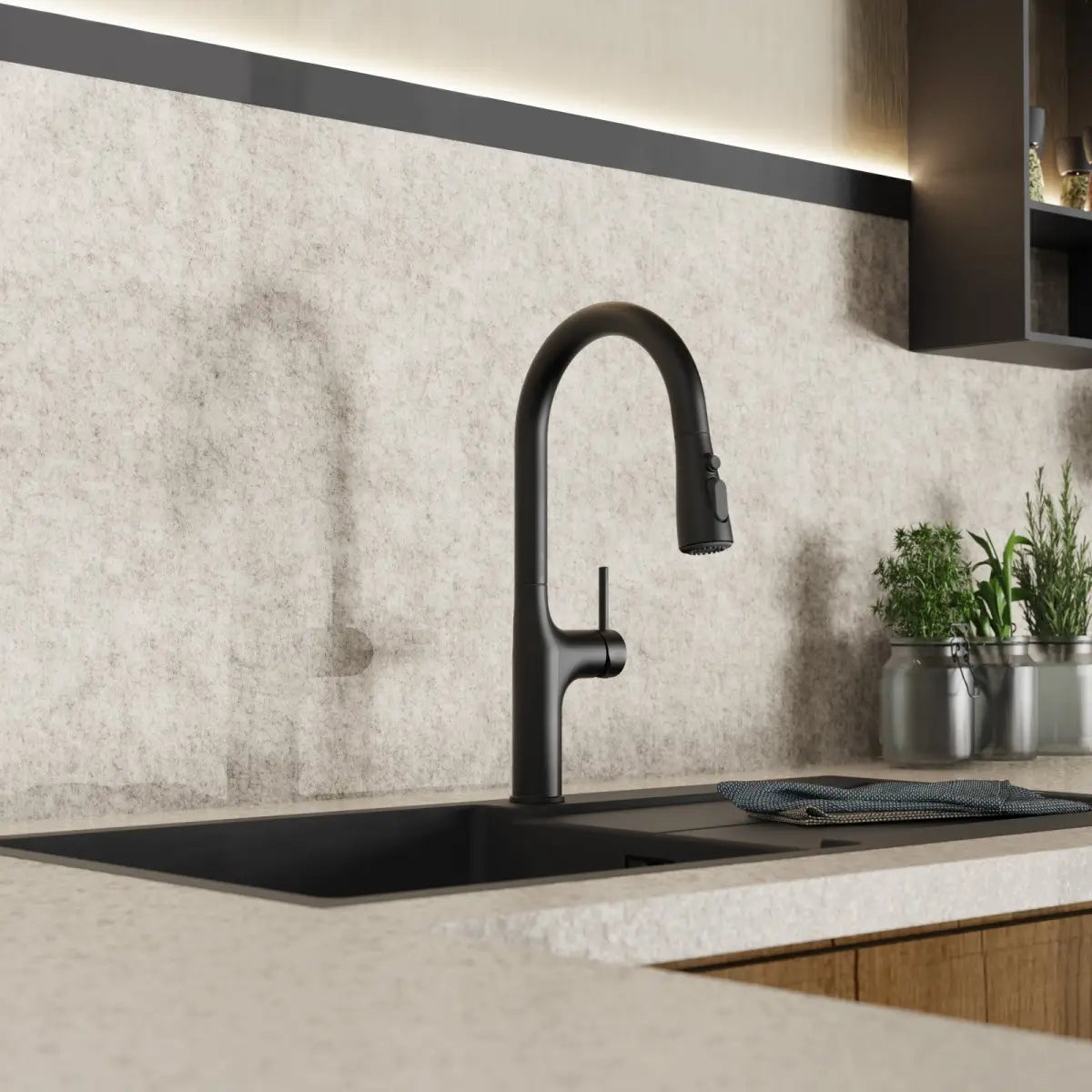 Wasserwerk Arched Pull-Down Kitchen Faucet in Matte Black
