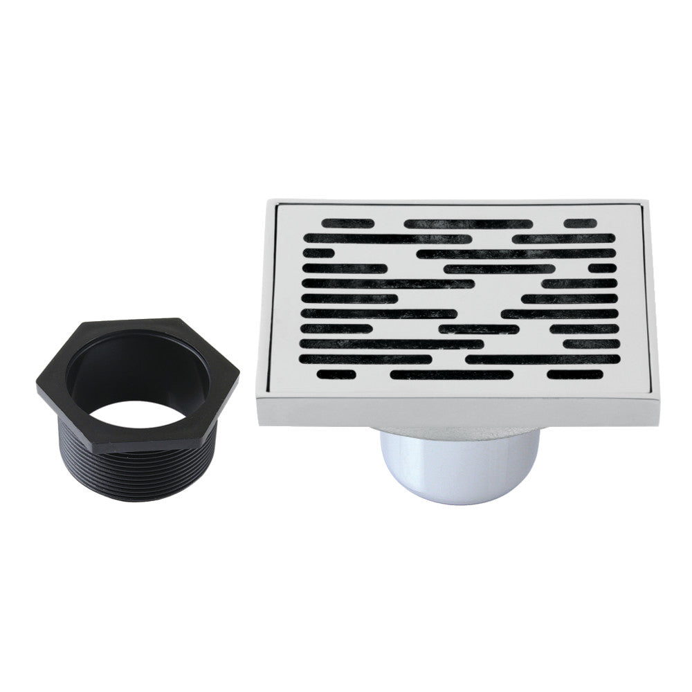 Transit 4" Brass Square Grid Shower Drain with Flange and Hair Trap-DirectSinks