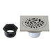 Floral 4" Brass Square Grid Shower Drain with Flange and Hair Trap-DirectSinks