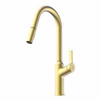 Wasserwerk Kitchen Faucet with Curved Spout in Brushed Gold