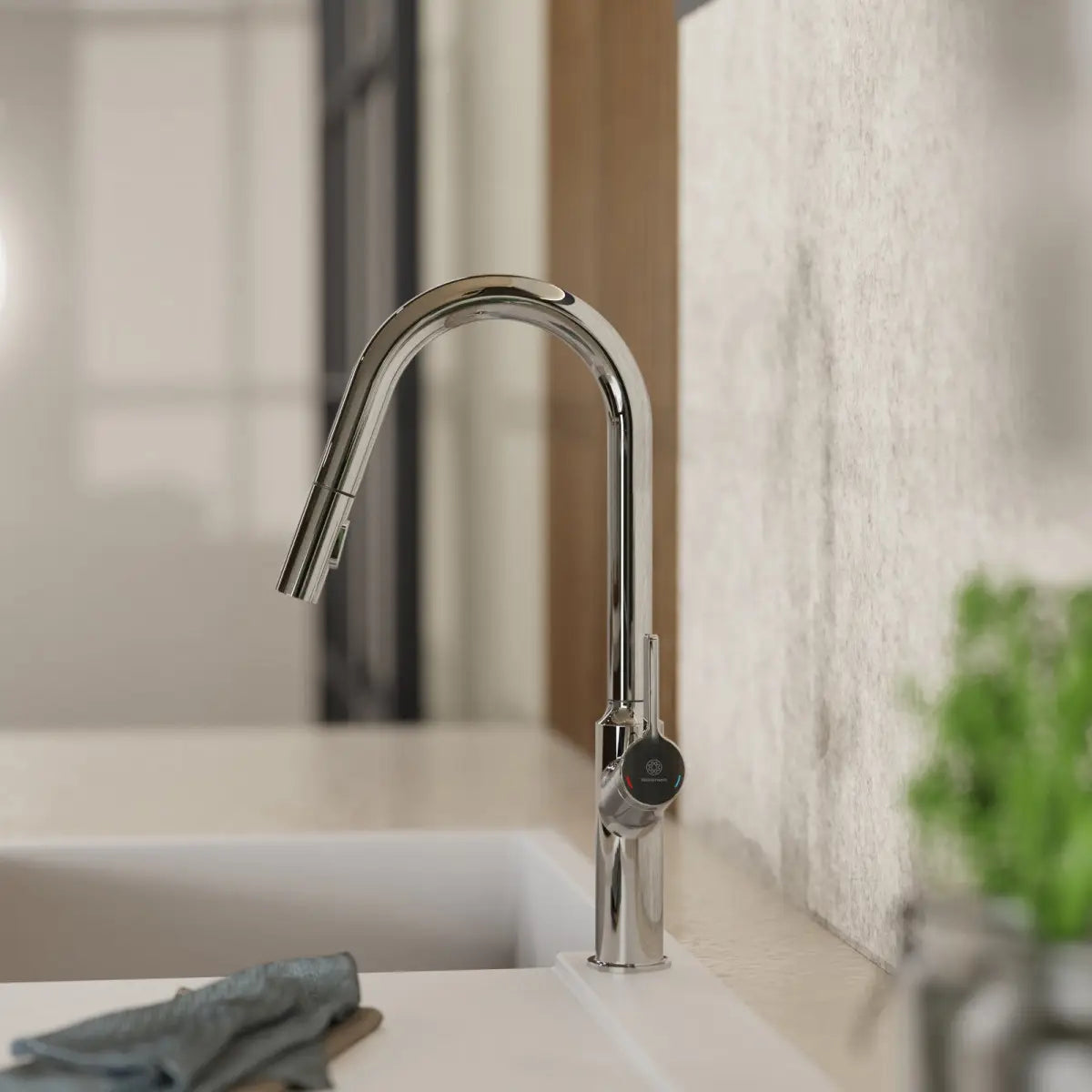 Wasserwerk Kitchen Faucet with Curved Spout in Chrome